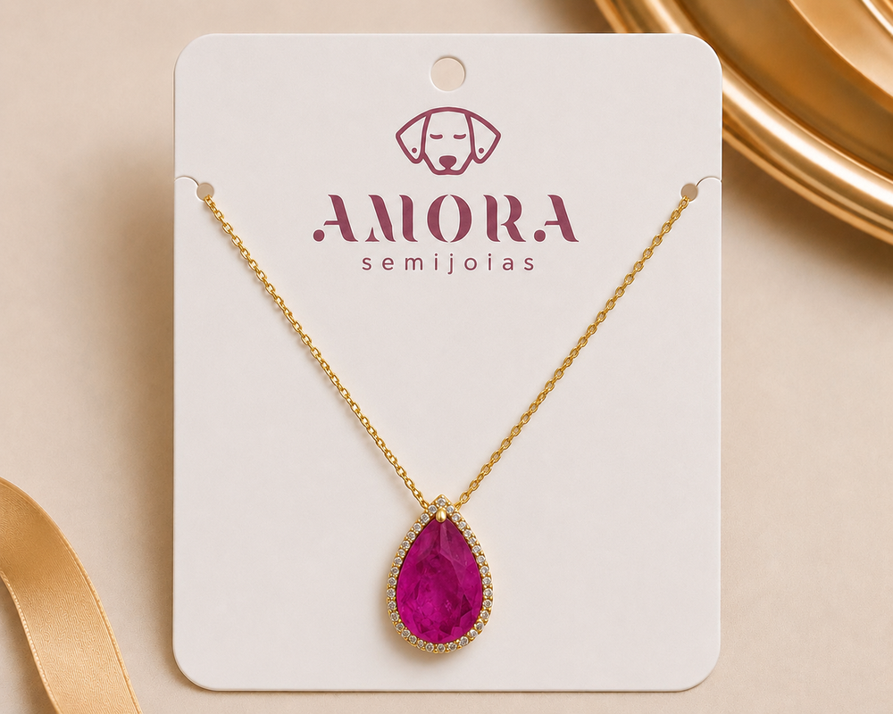 Colar gota Pink