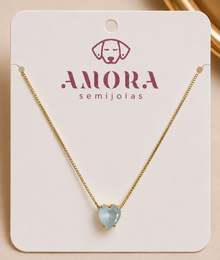 Colar Coração Acqua - Amora Semijoias