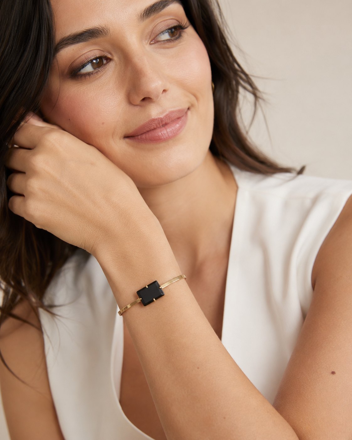 Bracelete Pedra Ônix - Amora SemiJoias